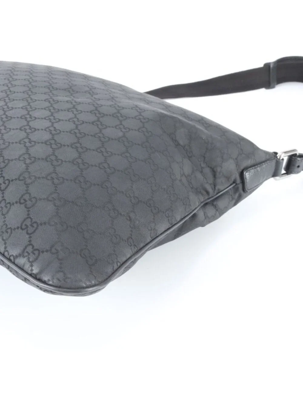 Gucci GG Nylon Leather Shoulder Bag Crossbody Messenger Black